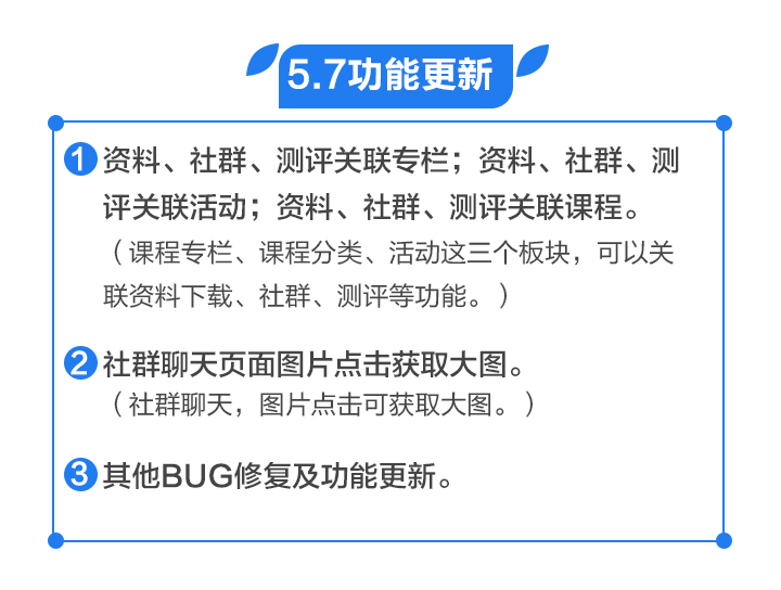 功能更新丨资料、社群、测评关联专栏、社群聊天页面图片获取大图等